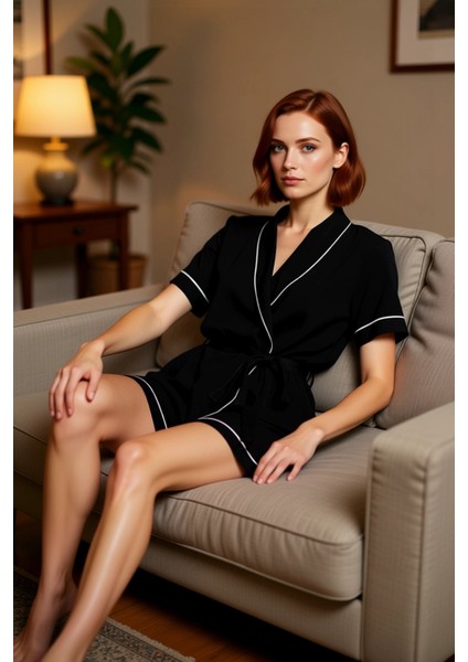 Kadın Viskon Pijama Takımı Kruvaze Gömlek ve Şort Fonksiyonel Dayanıklı Kaliteli Konforlu Şık fırsatları