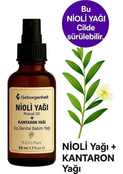 NİOLİ YAĞI + Kantaron Dış Genital Bakım Yağı 50ml. %100 Doğal İntim Bakım Yağı