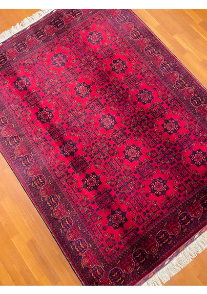 El Dokuma Afgan Halı Ince Dokuma Yıldız Desenli Bordo Renk 3 Metre Kare fiyatları