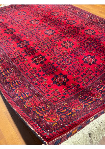 El Dokuma Afgan Halı Ince Dokuma Yıldız Desenli Bordo Renk 3 Metre Kare modelleri