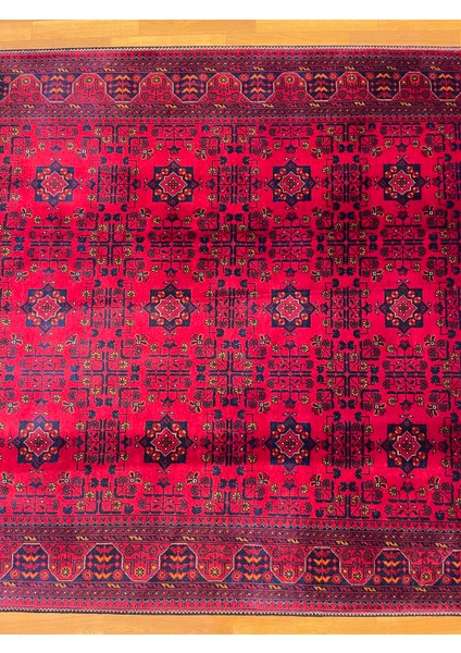 El Dokuma Afgan Halı Ince Dokuma Yıldız Desenli Bordo Renk 3 Metre Kare indirimleri