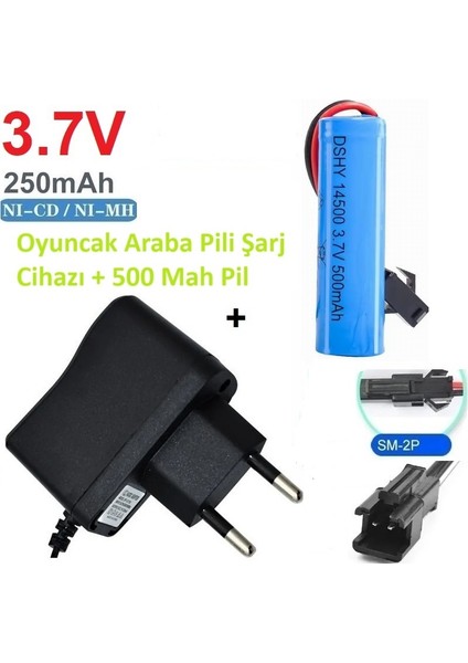220 Volt Oyuncak Araba Pili Şarj Cihazı + 3.7V 14500 Li-Lon 500 Mah Pil