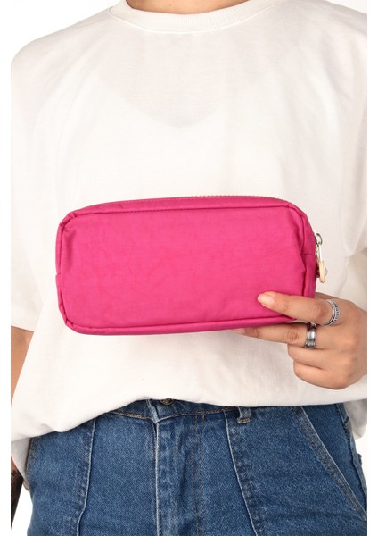 RLX-124 Iki Gözlü Klinkır Kumaş Kalemlik Okul Üniversite Çanta Pembe Krem modelleri