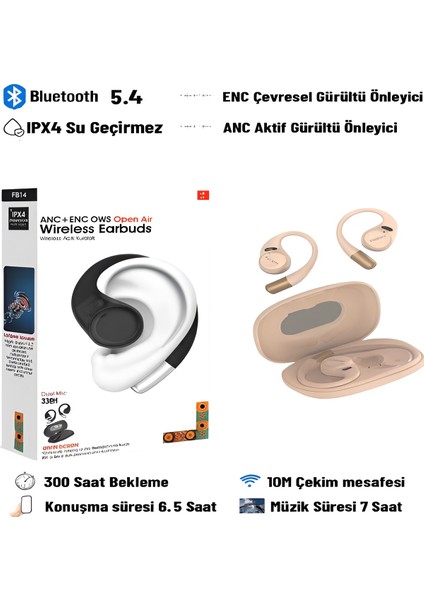 Fb-14 Ipx4 Su Geçirmez Anc - Enc Gürültü Önleyici Kablosuz Airpods 5.4 Bluetooth Dokunmatik Kulaklık indirimleri