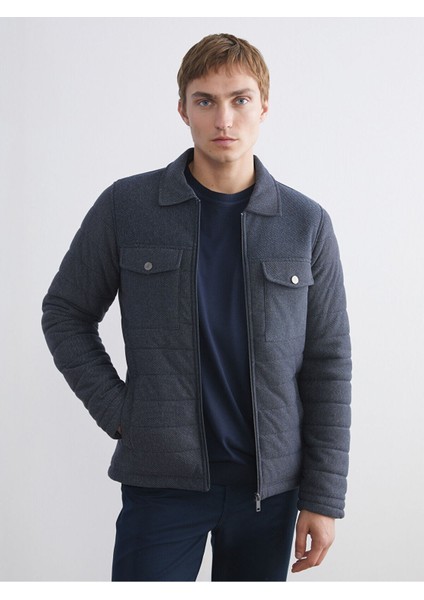 Özmarka Yeni Sezon Slim Fit Gömlek Yaka Erkek Mont