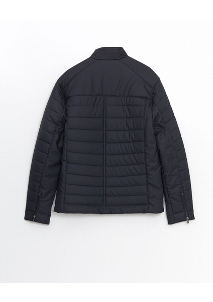 Yeni Sezon Slim Fit Dik Yaka Erkek Deri Görünümlü Ceket