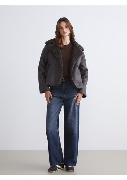 Cey Yeni Sezon Biker Yaka Oversize Kadın Süet Mont fiyatları