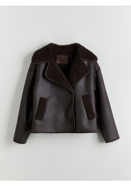 Cey Yeni Sezon Biker Yaka Oversize Kadın Süet Mont