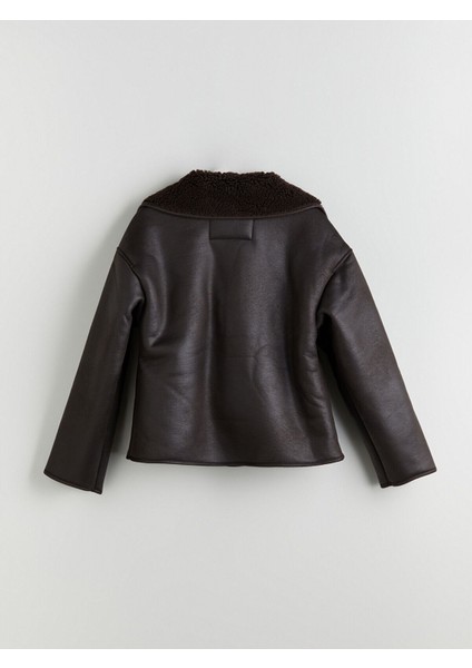 Cey Yeni Sezon Biker Yaka Oversize Kadın Süet Mont