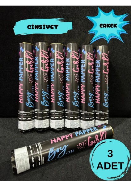 Cinsiyet Partisi Mavi (Erkek) Konfetisi Parti, Doğum Günü, Özel Günler Için (Mavı - 3 Adet)