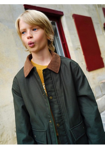 Fitilli Kadife Yaka Erkek Çocuk Mont