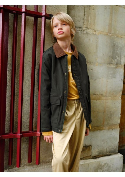 Fitilli Kadife Yaka Erkek Çocuk Mont modelleri