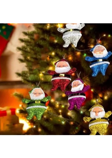 Renkli Noel Baba Çam Ağacı Süsleri Noel Baba 6 Adet 4 cm