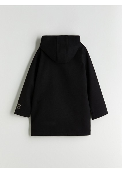 Siyah Kapüşonlu Kız Çocuk Kaşe Kaban modelleri