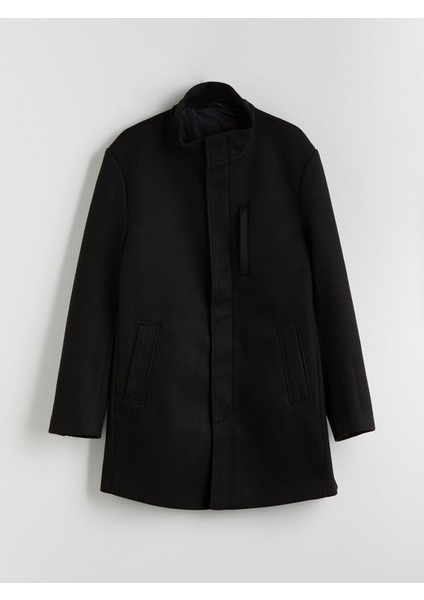 Peak Yeni Sezon Büyük Beden Standart Kalıp Dik Yaka Erkek Kaşe Kaban