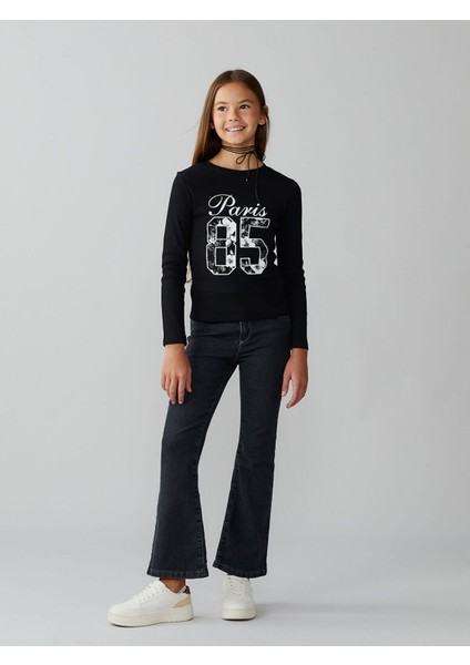 Bisiklet Yaka Paris Baskılı Kız Çocuk Tişört fiyatları