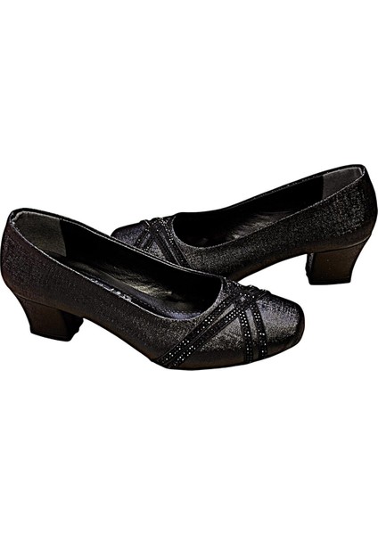 Taş Detaylı Küt Burun 5 cm Anne Model Bayan Topuklu Ayakkabı fiyatları