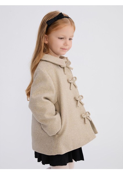 Lcw Kids Bej Fiyonk Detaylı Kız Çocuk Kaşe Kaban