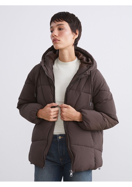 Peak Yeni Sezon Kapüşonlu Oversize Kadın Şişme Mont