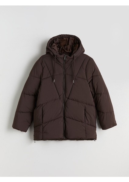 Peak Yeni Sezon Kapüşonlu Oversize Kadın Şişme Mont