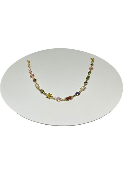 14 Ayar Altın Renginde 925 Ayar Gümüş Zirkon Taşlı Kadın Bileklik - Doğum Günü, Sevgililer Günü, Anneler Günü, Yıldönümü Hediyesi - 20 cm modelleri