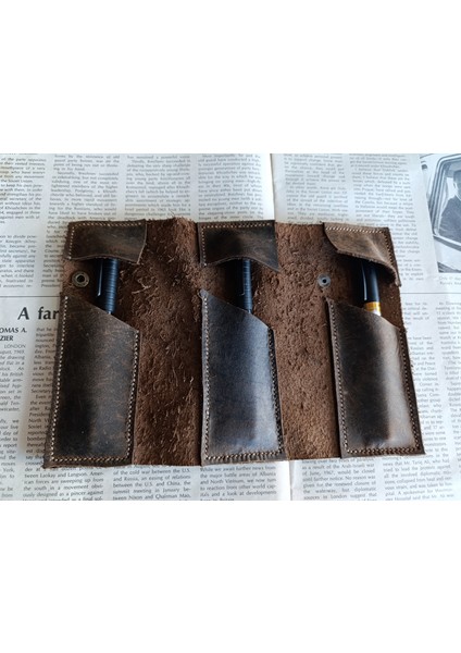 Crazy Gerçek Deri Tamamen El Emeği Özel Kalemleriniz Için Kalemlik Kalemkutu (8*18CM ) NLU82 indirimleri