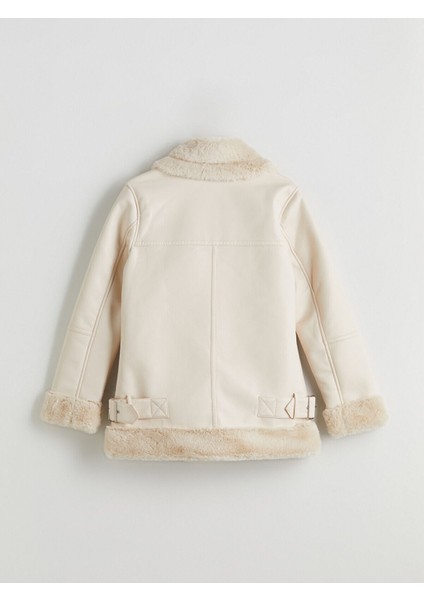 Peak Yeni Sezon Biker Yaka Kadın Deri Görünümlü Mont