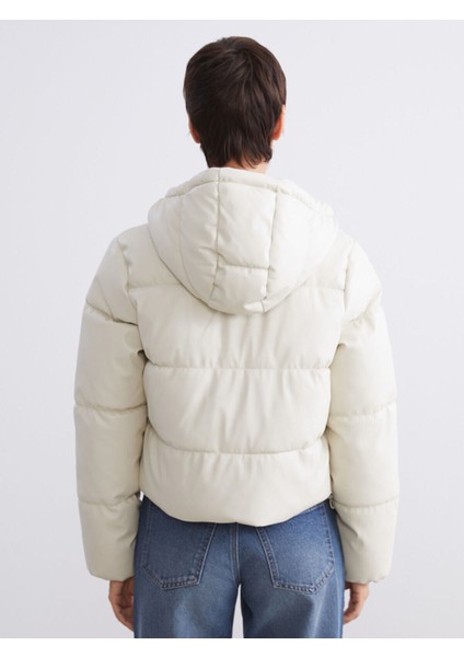 Cey Yeni Sezon Kadın Kapüşonlu Düz Şişme Mont indirimleri