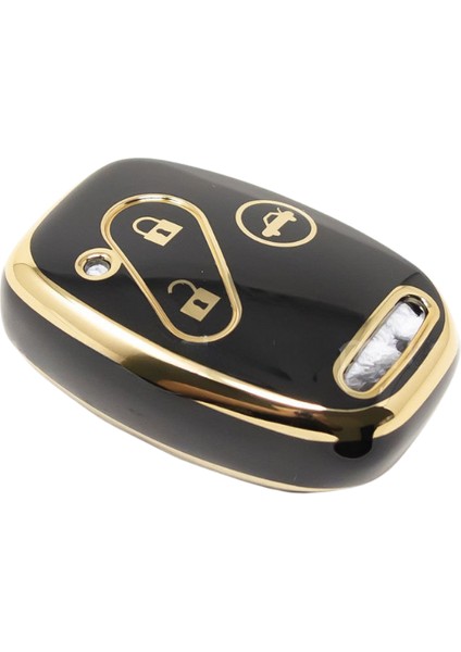 Honda Cr-V Civic Fd6 Accord 3 Buton Nano Anahtar Kılıfı Siyah-Gold