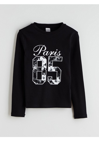 Bisiklet Yaka Paris Baskılı Kız Çocuk Tişört modelleri