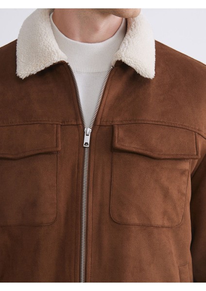 Özmarka Yeni Sezon Slim Fit Gömlek Yaka Süet Erkek Mont modelleri