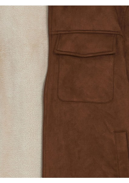 Özmarka Yeni Sezon Slim Fit Gömlek Yaka Süet Erkek Mont