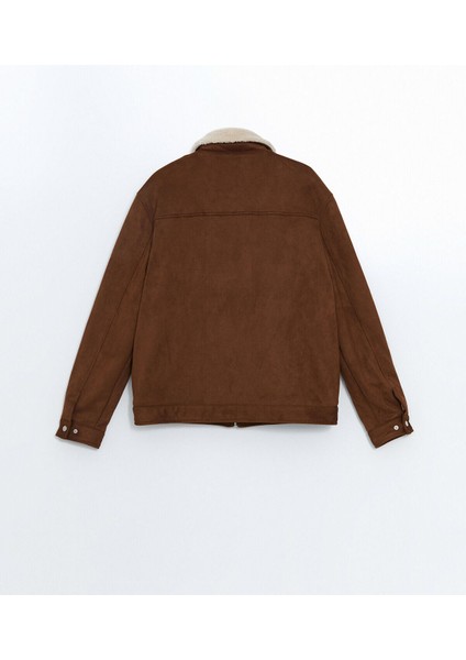 Özmarka Yeni Sezon Slim Fit Gömlek Yaka Süet Erkek Mont