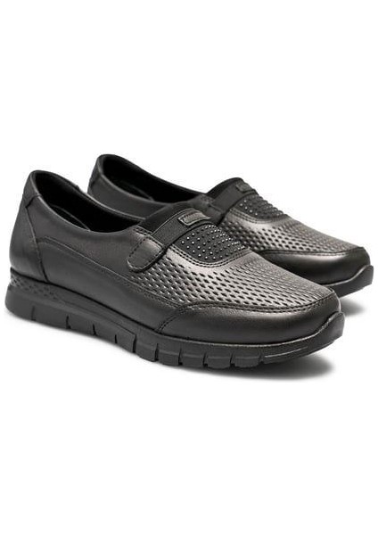 (Ayak Trendi) Kadın Taş Detaylı Hakiki Deri Phlon Hafif Taban Comfort Ayakkabı Siyah fırsatları