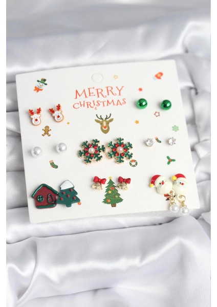 Yılbaşı Temalı 8 Çift Küpe Seti