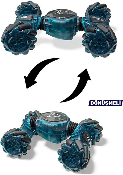 Bilekten Kontrol Uzaktan Kumandalı Full Fonksiyon Şarjlı 2.4g Şeffaf Işıklı 4x4 Drift Araba 21 cm