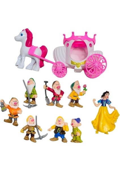 Pamuk Prenses ve 7 Cüceler Figür Oyuncak Seti Fayton Arabalı 33 Cm. modelleri