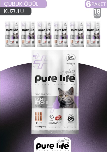 Plus 6'lı Stick Kuzu Etli Kedi Ödül Çubukları 6X15 gr