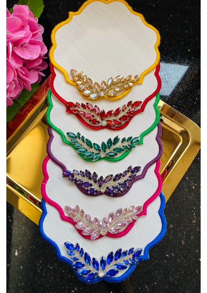 Sunum Peçete,kokteyl Peçete,lüks Taşlı Kahve Yanı Sunum Peçete 6 Adet