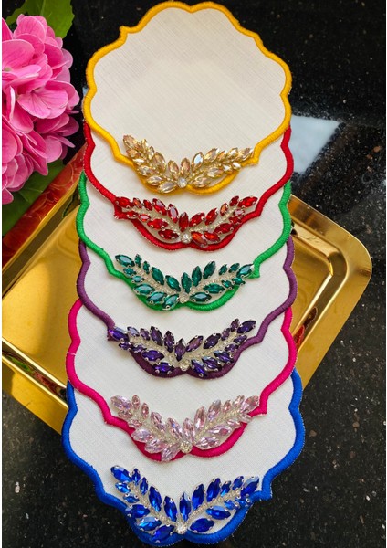 Sunum Peçete,kokteyl Peçete,lüks Taşlı Kahve Yanı Sunum Peçete 6 Adet modelleri