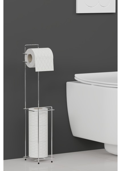 Krom Metal Tuvalet Kağıtlığı – Yedekli Wc Kağıtlığı Standı – Modern Şık Banyo Aksesuarı 58X12X12 cm fiyatları