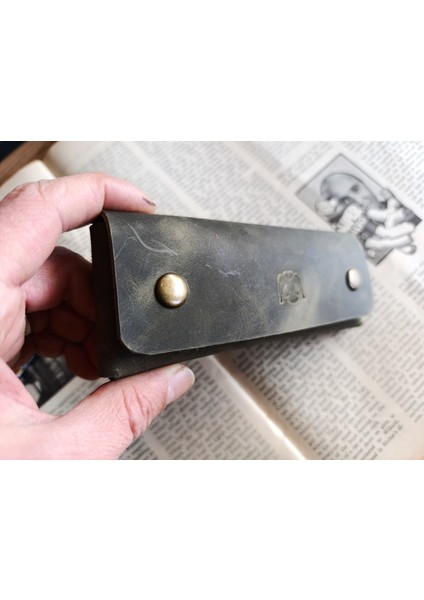 Crazy Gerçek Deri Tamamen El Emeği Özel Kalemleriniz Için Kalemlik Kalemkutu (15.5x6.5 ) NLU86