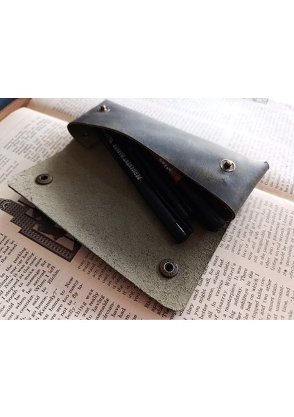 Crazy Gerçek Deri Tamamen El Emeği Özel Kalemleriniz Için Kalemlik Kalemkutu (15.5x6.5 ) NLU86 modelleri