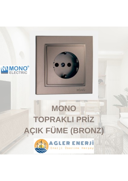 Topraklı Priz -Açık Füme (Bronz) -Mono Despina