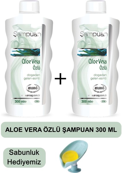 Aloe Vera Özlü Şampuan (2 Adet) 300 ml - Sabunluk Hediyemiz 316-40