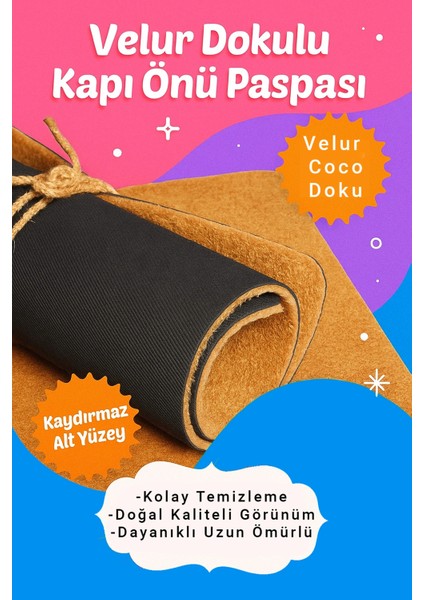 Velür Coco Dokulu Welcome Hoş Geldiniz Kapı Önü Dış Mekan Paspası 45X70CM 27YCM260101 fırsatları