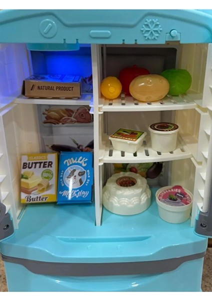 LED Işıklı Buhar Sprey Atan Açılabilir Çift Kapılı Buzdolabı 20 Parça Aksesuarlı Sesli Müzikli 26 cm fırsatları