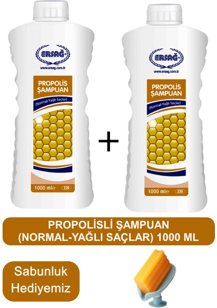 Propolisli Şampuan (Yağlı-Normal Saçlar) 2 Adet 1000 ml - Sabunluk Hediyemiz 239-17