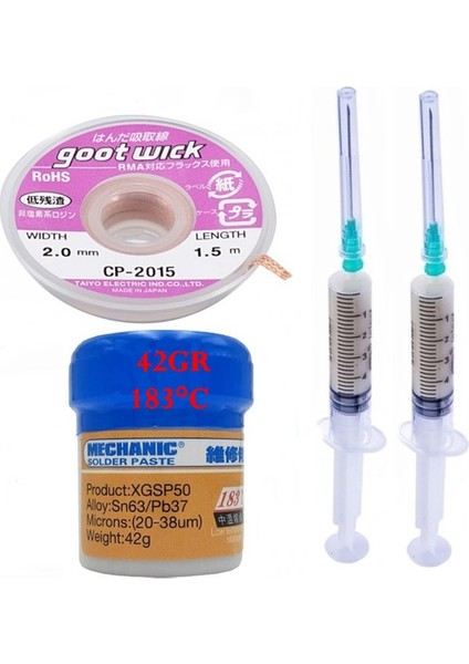 Mechanic Krem Lehim Solder Paste 183°C Noclean SN63 - PB37 42G Lehim Toplama CP-2015 Emme Teli 2 0mm -