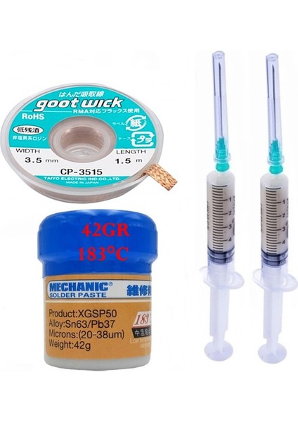 Mechanic Krem Lehim Solder Paste 183°C Noclean SN63 - PB37 42G Lehim Toplama CP-3515 Emme Teli 3 5mm -